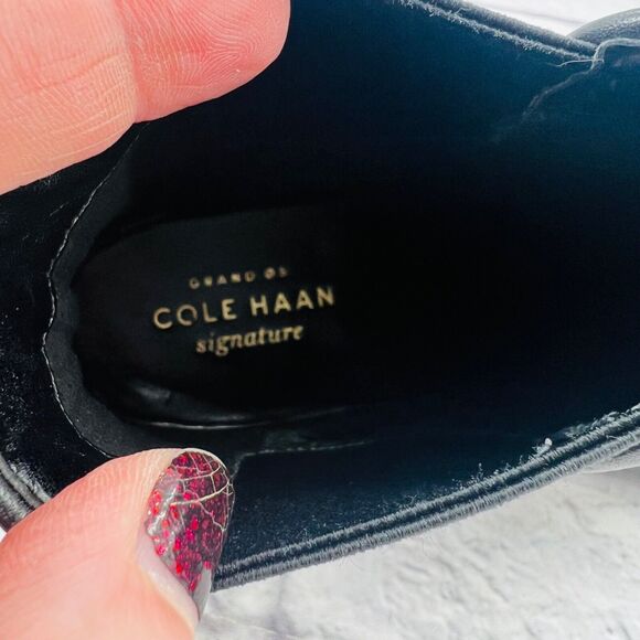 Cole Haan Pull On Chelsea Ankle Boots 6.5 Black Leather Round Toe Block Heel - Picture 8 of 11